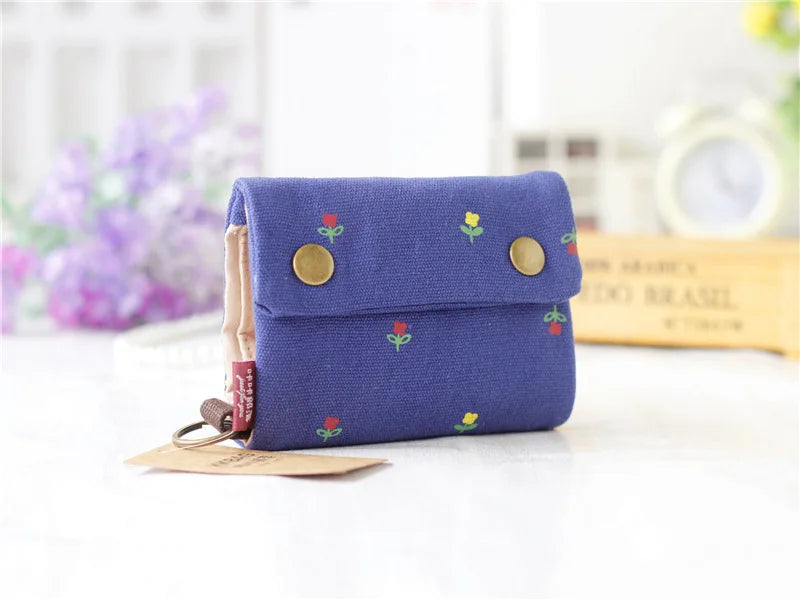 Handmade Three-Fold Fabric Wallet - Multi-Function Zipper Purse for Teens and Adults