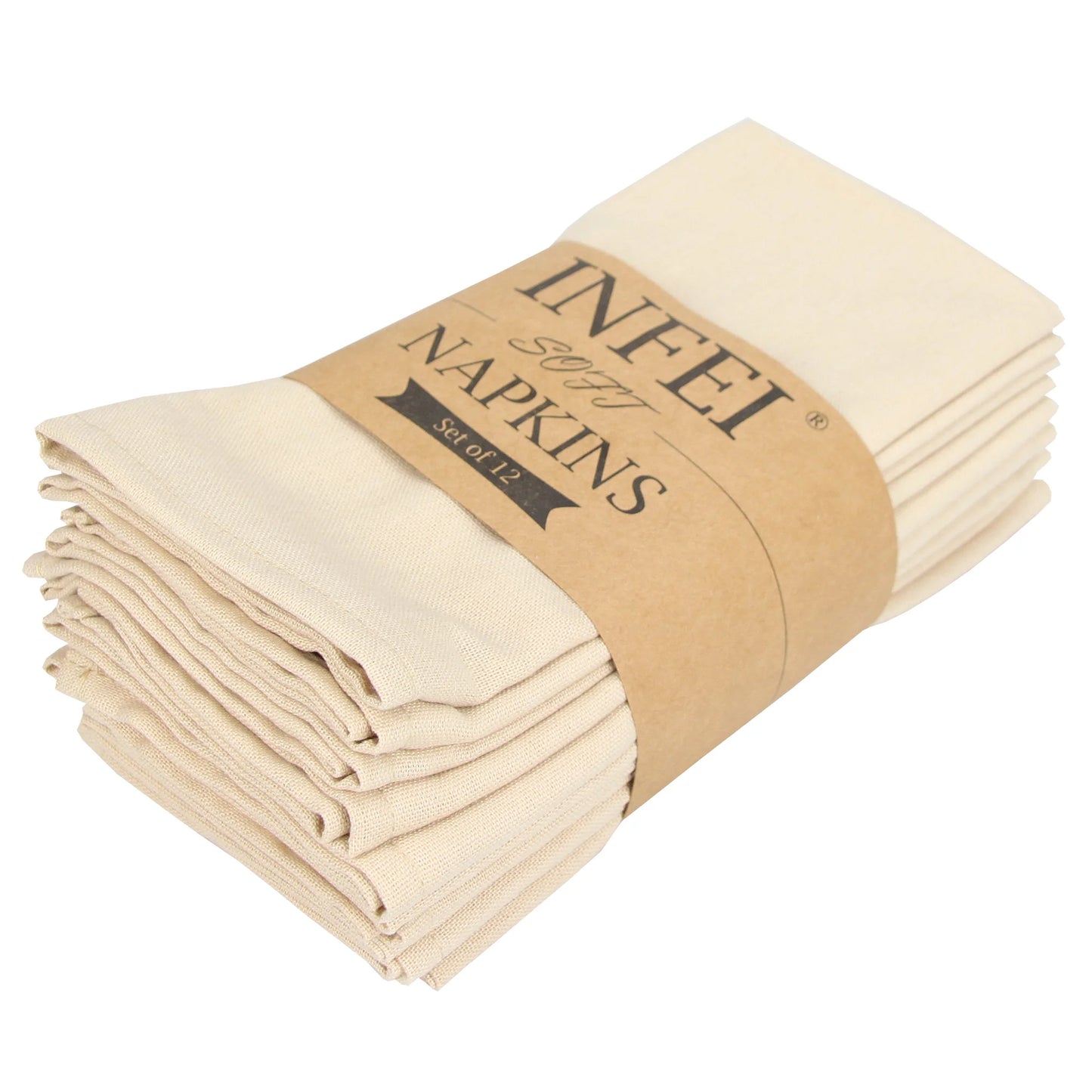 Cotton Linen Napkins Set of 12 - Soft 40x40cm Placemats for Dining Events