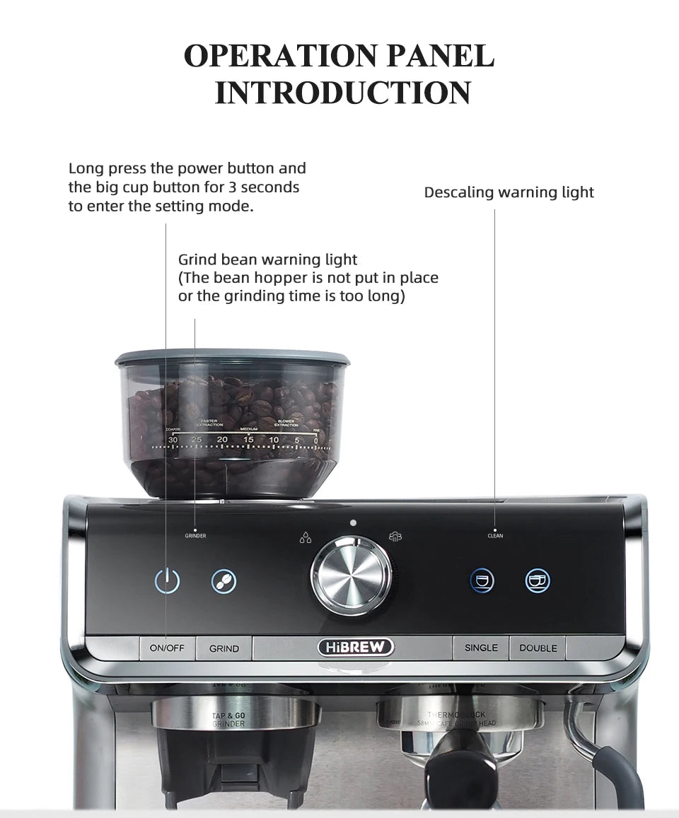 HiBREW Barista Pro Espresso Machine - 20 Bar Bean to Cup Coffee Maker for Cafes and Restaurants - ZOOMNSTORE