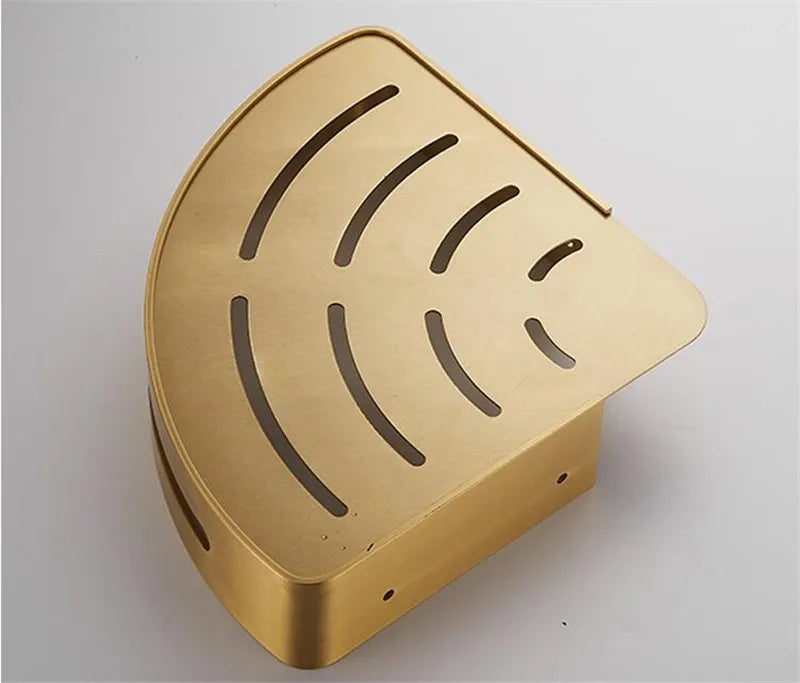 Wall-Mounted Corner Shelf - Brushed Gold Aluminum Bathroom Shampoo Holder