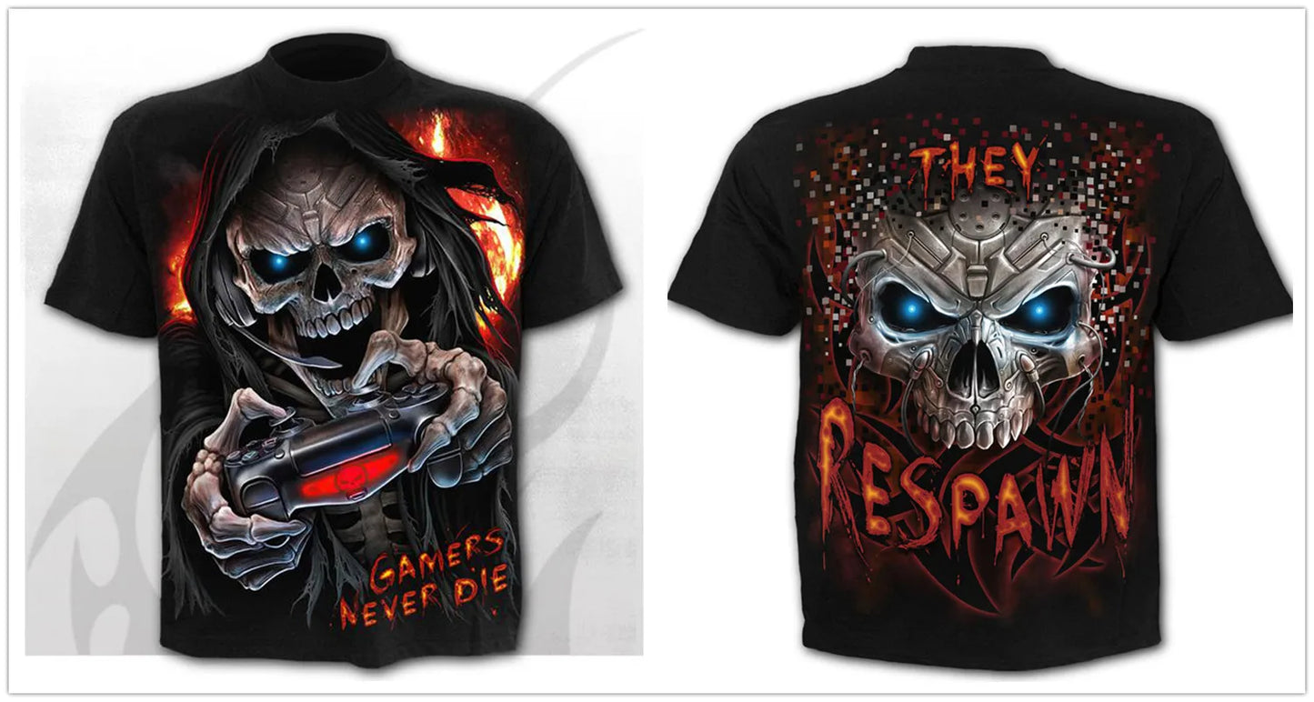 Mens 3D Skull T-Shirt - Punk Summer Streetwear Top O-neck Sizes XXS-5XL - ZOOMNSTORE