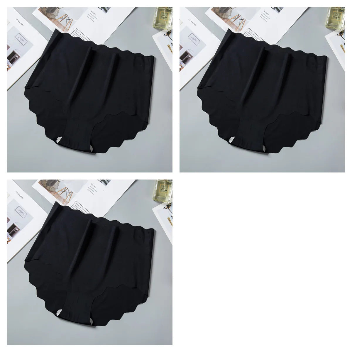 3Pcs/Set Ice Silk Panties Women Hip Lift Briefs Seamless Underwear Female High Waist Panties M-XXL Underpants Invisible Lingerie
