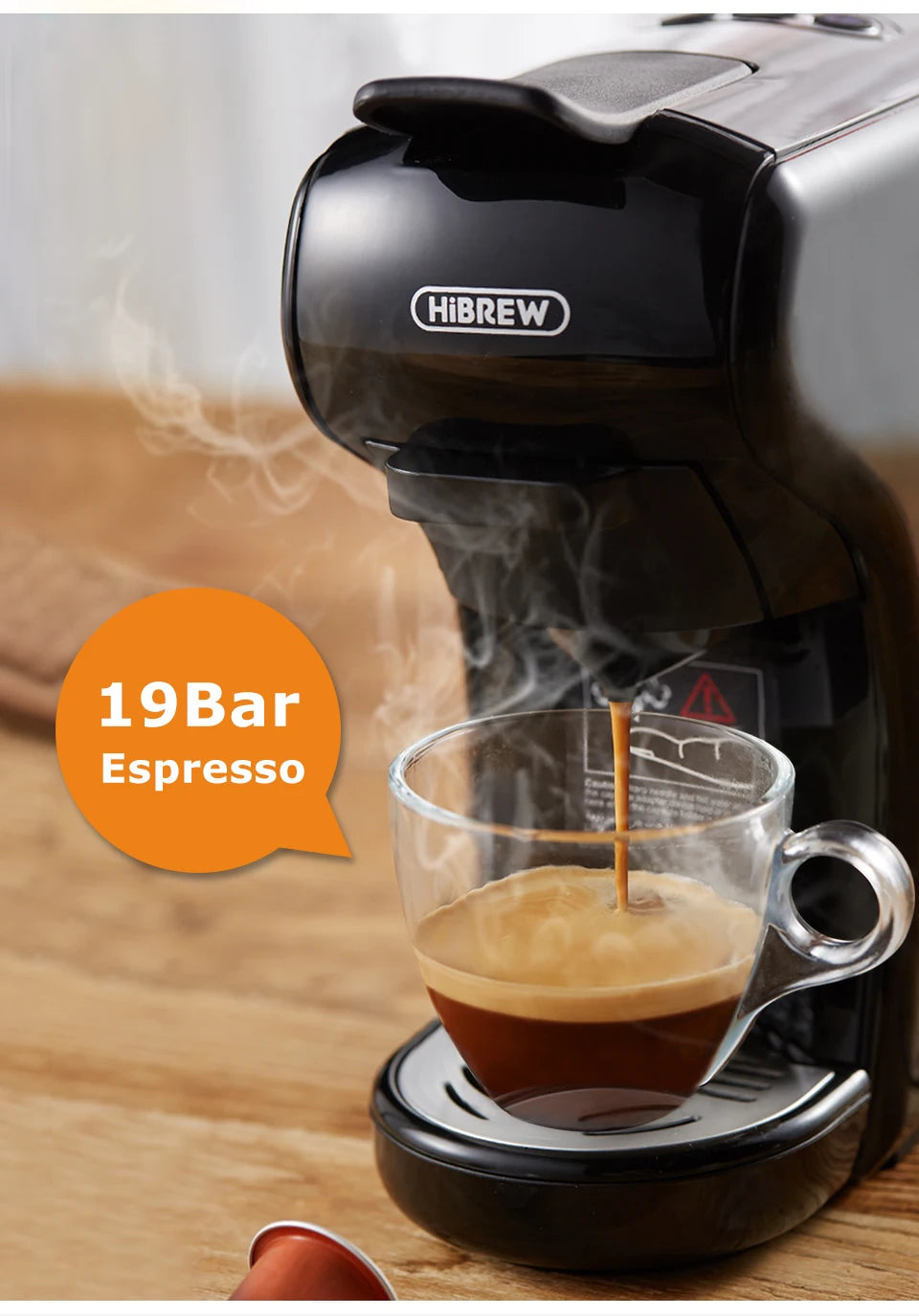 HiBREW 4-in-1 Coffee Machine - 19 Bar Espresso Pod Maker for Hot Cold Drinks - ZOOMNSTORE