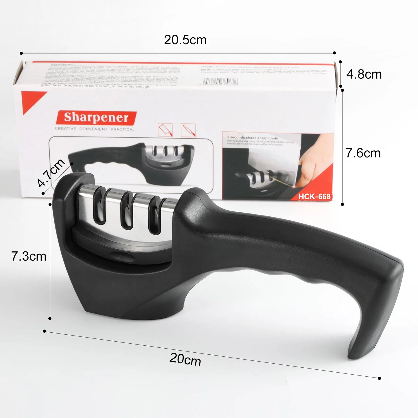 Three-Stage Ceramic Diamond Knife Sharpener - Handheld Kitchen Tool - ZOOMNSTORE