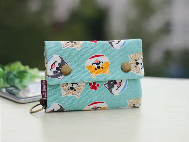 Handmade Three-Fold Fabric Wallet - Multi-Function Zipper Purse for Teens and Adults