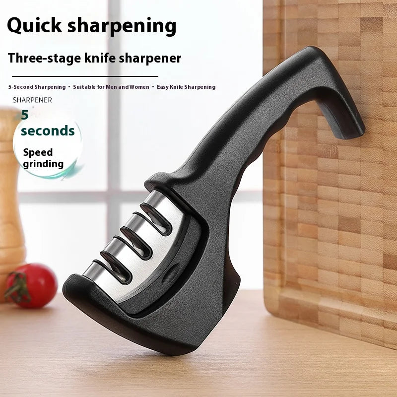 Three-Stage Ceramic Diamond Knife Sharpener - Handheld Kitchen Tool - ZOOMNSTORE