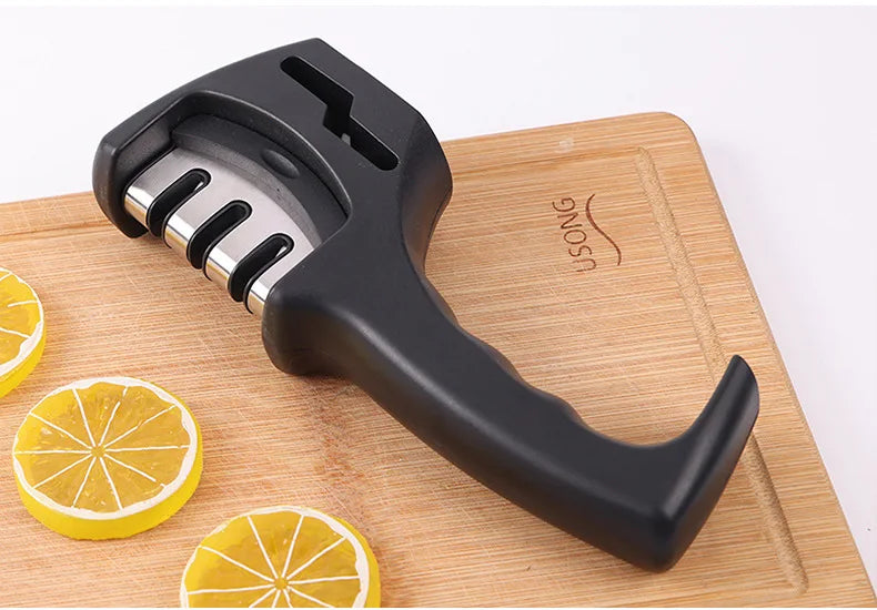 Three-Stage Ceramic Diamond Knife Sharpener - Handheld Kitchen Tool - ZOOMNSTORE