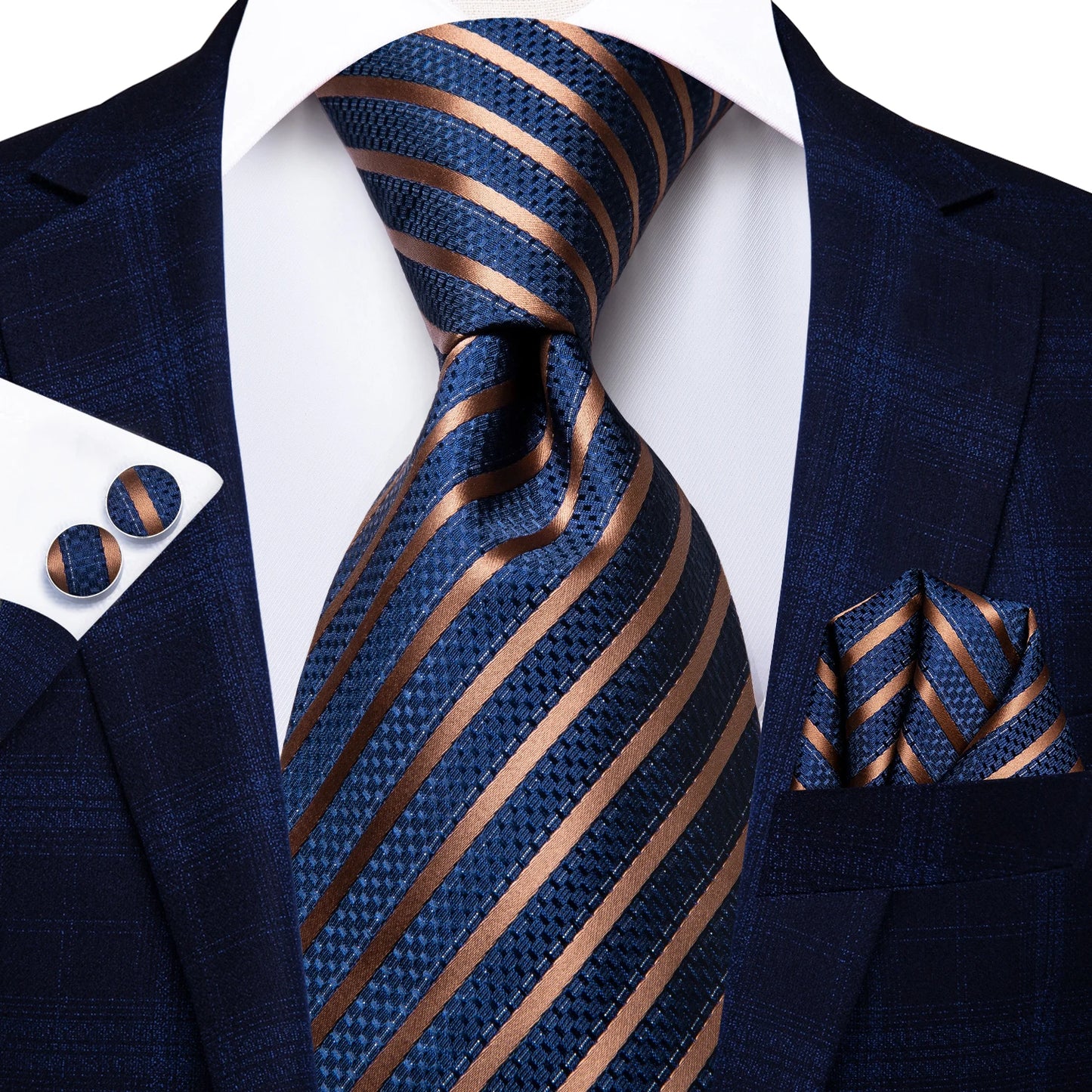 Blue Silk Mens Tie - Formal 100 Silk NeckTie for Weddings and Business