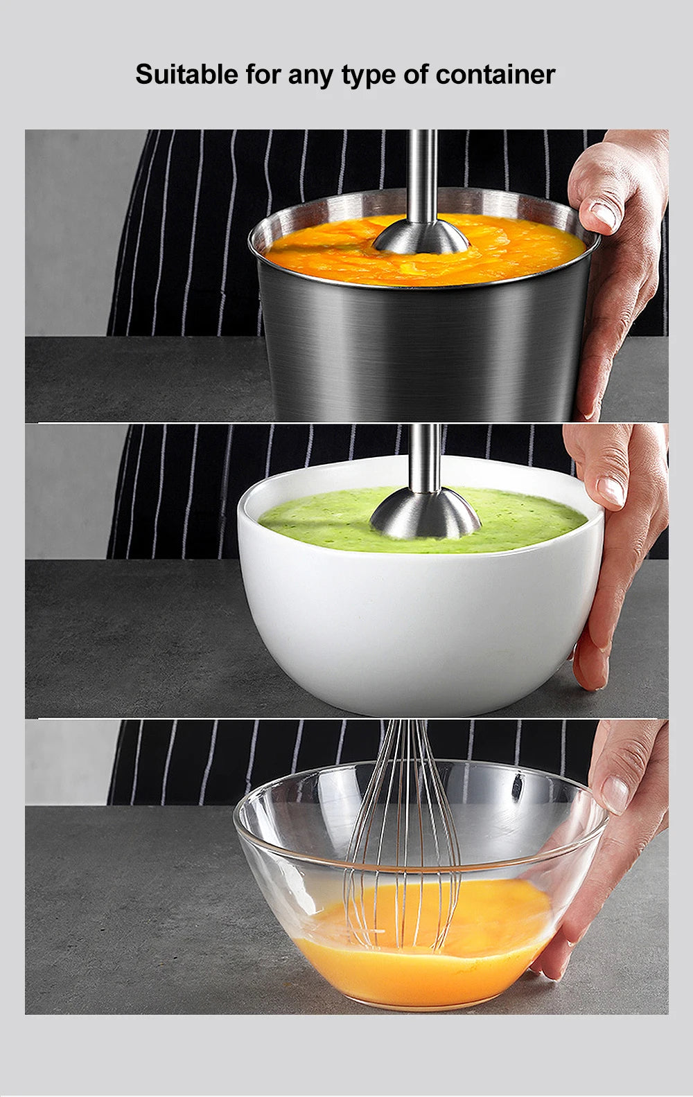 High Power 1200W Immersion Blender with Chopper Smoothie Cup - Stainless Steel Blades