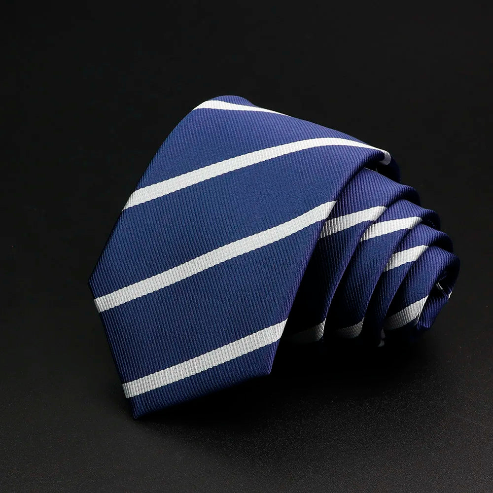 Classic Stripe Mens Tie - Jacquard Necktie in Red Blue Green for Daily Wear and Weddings