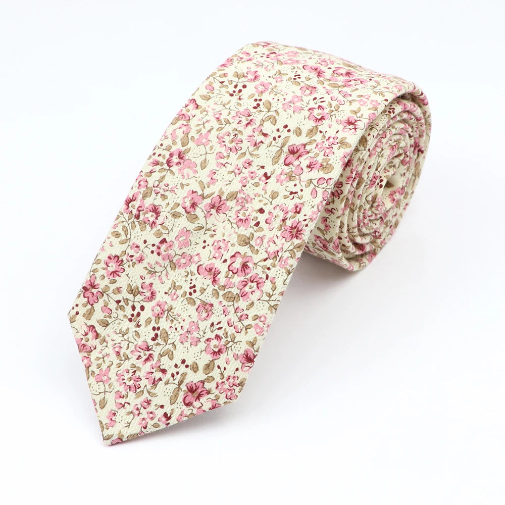 Floral Cotton Tie - Elegant Paisley Necktie for Men Women