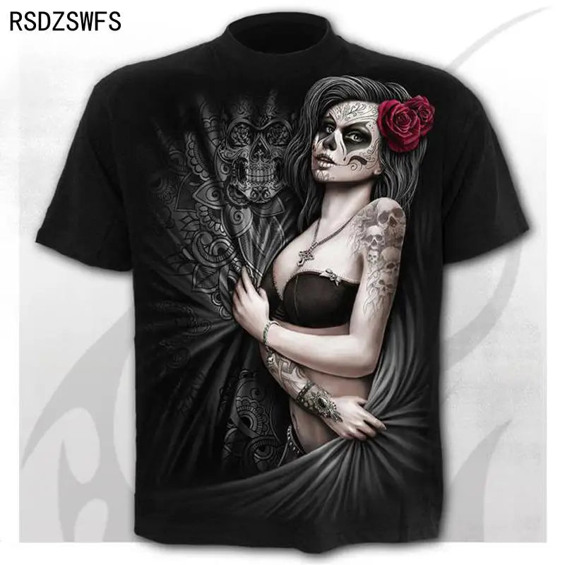 Mens 3D Skull T-Shirt - Punk Summer Streetwear Top O-neck Sizes XXS-5XL - ZOOMNSTORE