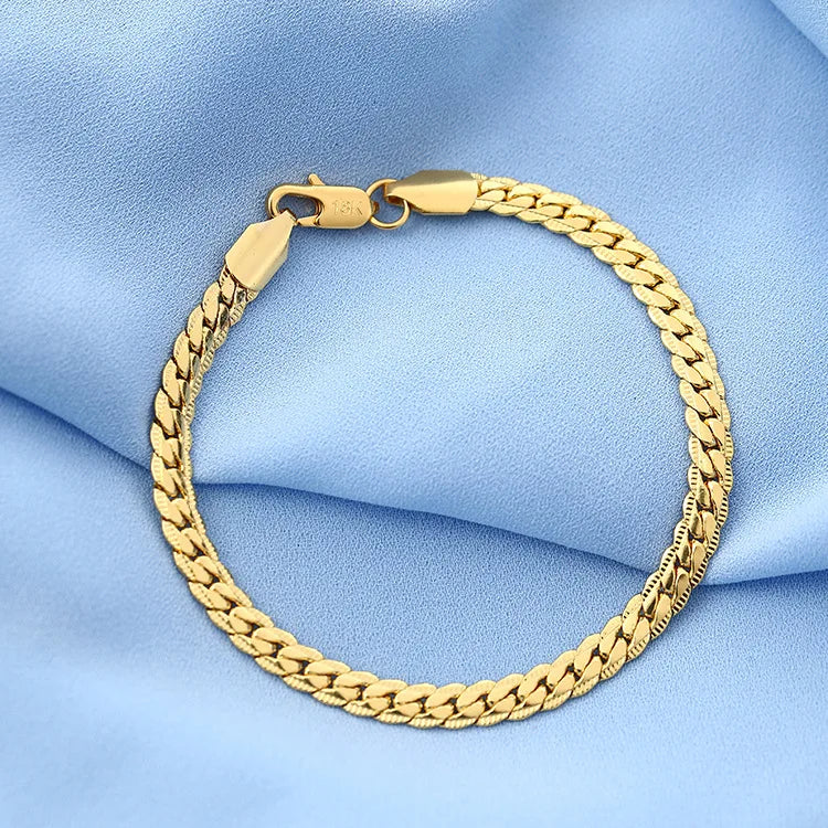 925 sterling silver 18K gold 6MM chain bracelets neckalce for women men fashion Party wedding jewelry sets gifts