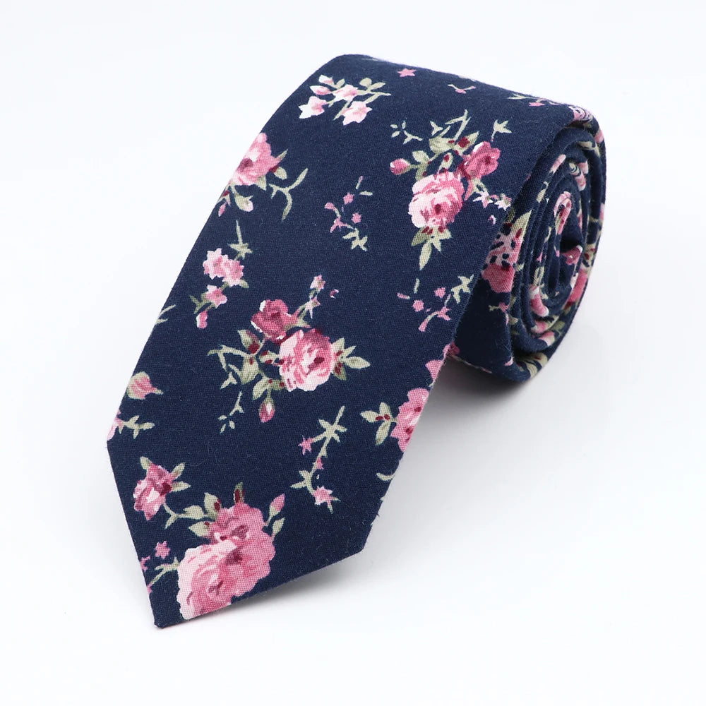 Floral Cotton Tie - Elegant Paisley Necktie for Men Women
