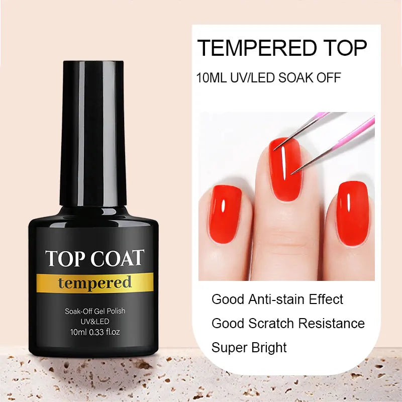 HEMATPO Free Top Base Coat Nail Gel - 15ml Semi-Permanent Soak Off UVLED Varnish - ZOOMNSTORE