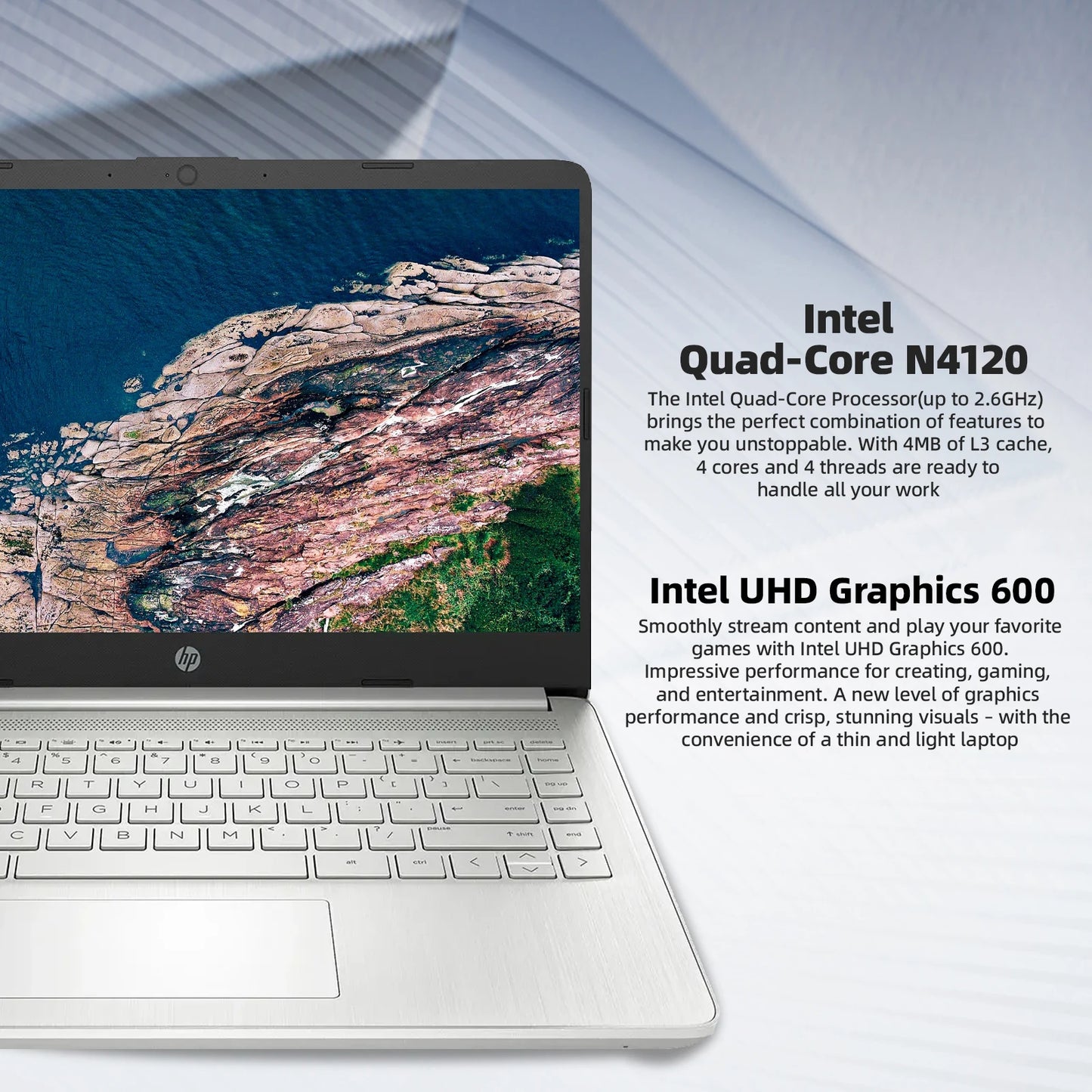HP 14 Business Laptop - Intel Celeron N4120 16GB RAM 384GB Storage Office 365 Silver - ZOOMNSTORE