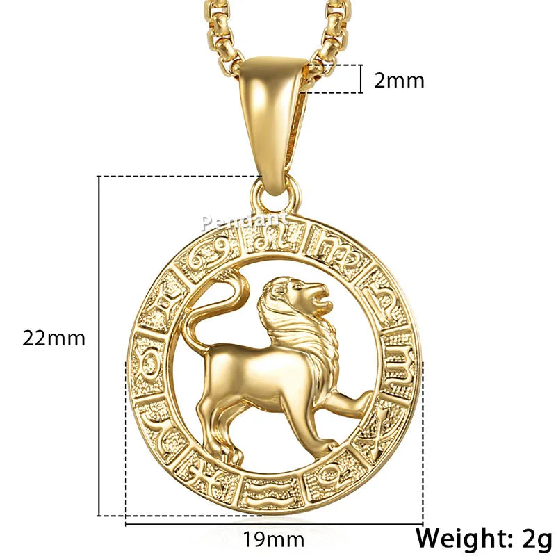 Zodiac Sign Pendant Necklace - Gold Horoscope Jewelry for Men Women - ZOOMNSTORE