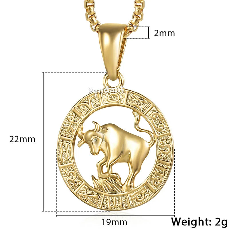 Zodiac Sign Pendant Necklace - Gold Horoscope Jewelry for Men Women - ZOOMNSTORE