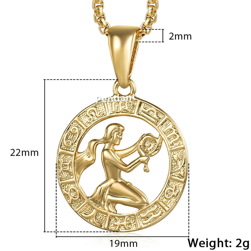Zodiac Sign Pendant Necklace - Gold Horoscope Jewelry for Men Women - ZOOMNSTORE