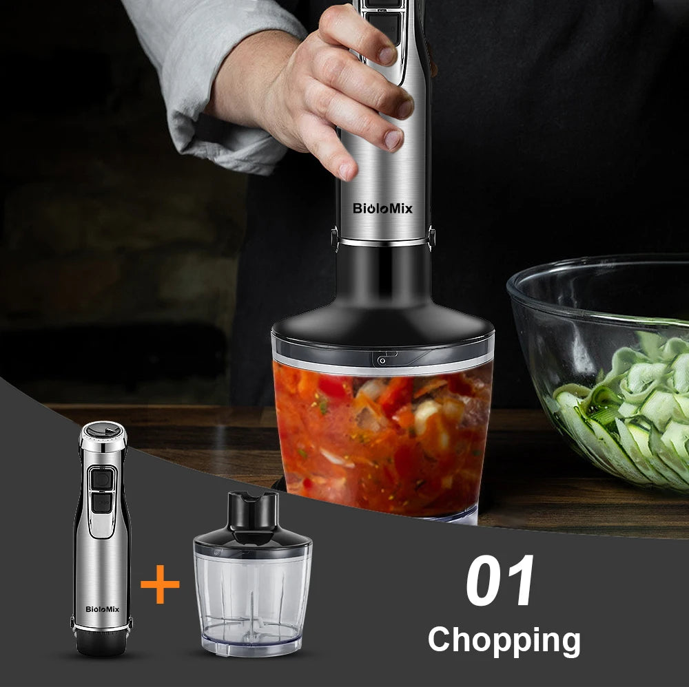 High Power 1200W Immersion Blender with Chopper Smoothie Cup - Stainless Steel Blades