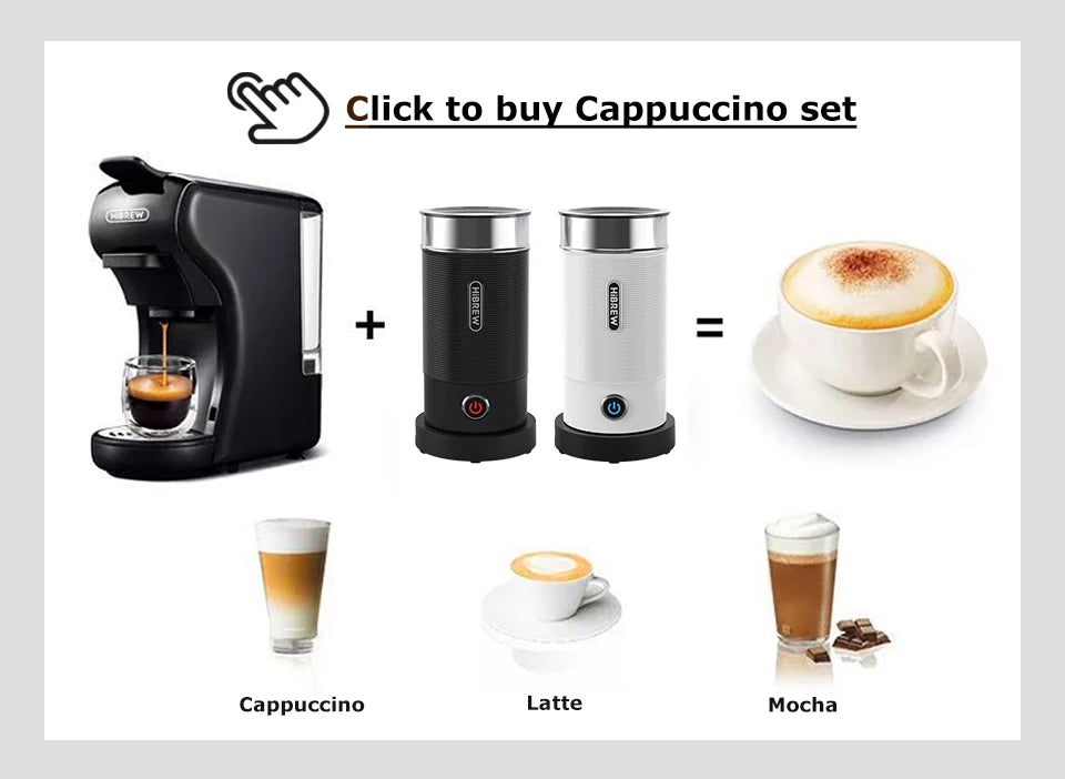 HiBREW 4-in-1 Coffee Machine - 19 Bar Espresso Pod Maker for Hot Cold Drinks - ZOOMNSTORE