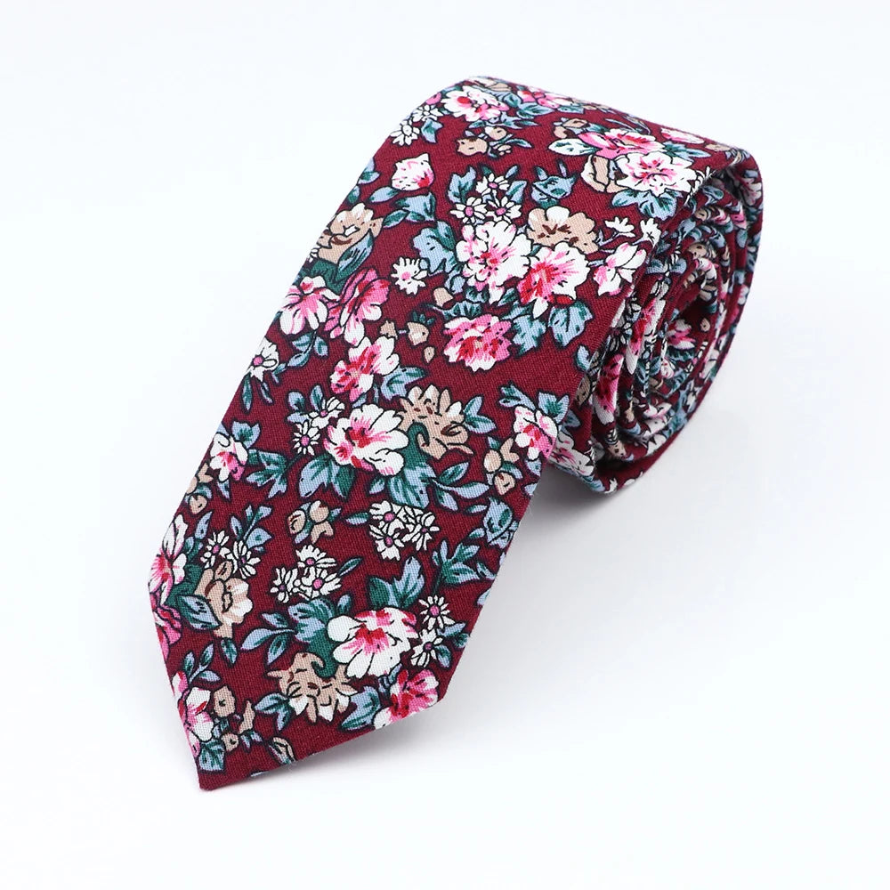 Floral Cotton Tie - Elegant Paisley Necktie for Men Women