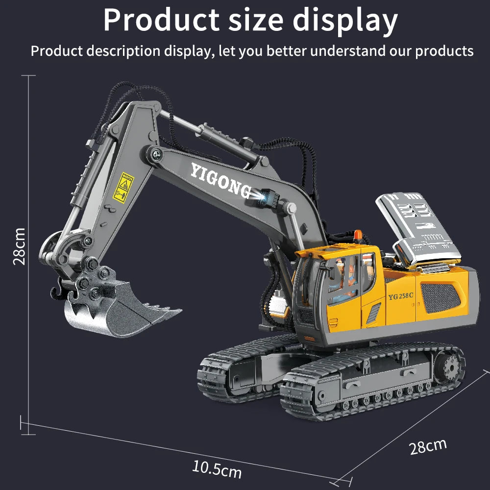 Remote Control Excavator Dump Truck - RC Alloy Plastic Construction Toy for Kids - ZOOMNSTORE