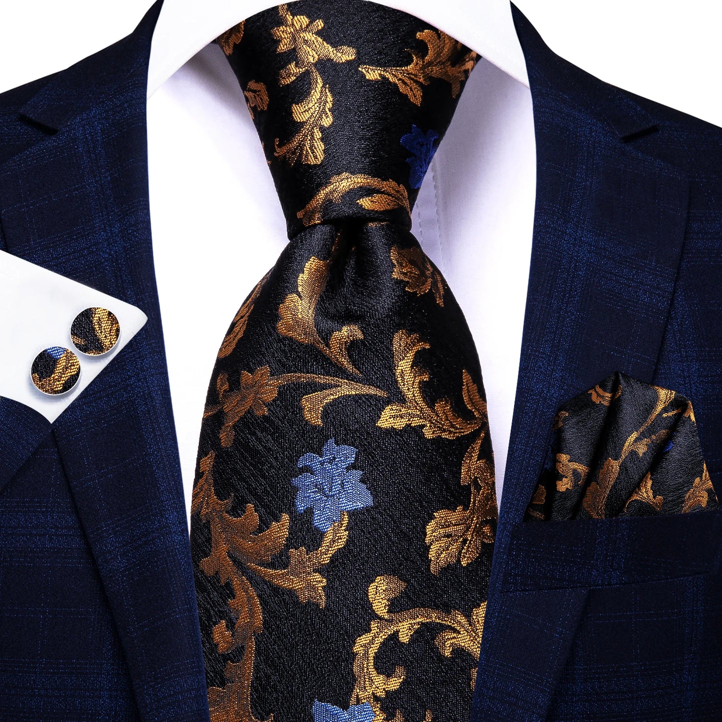 Blue Silk Mens Tie - Formal 100 Silk NeckTie for Weddings and Business