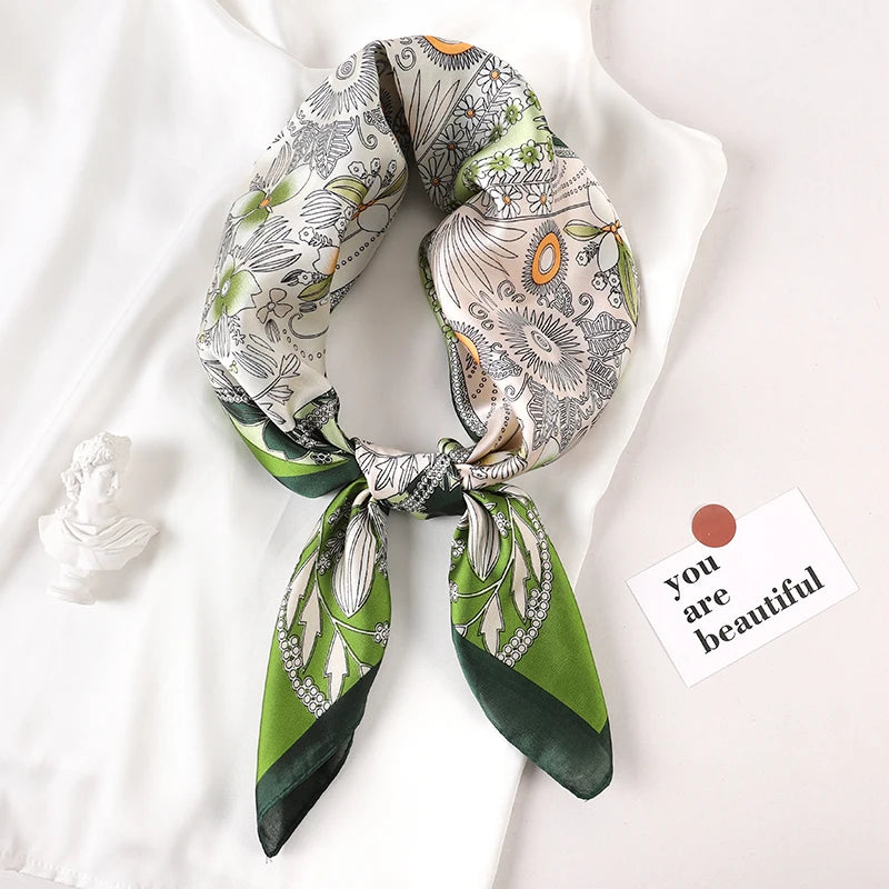 Luxury Silk Plaid Scarf - Soft Satin Neck Hair Tie for Women Foulard Hijab 2021