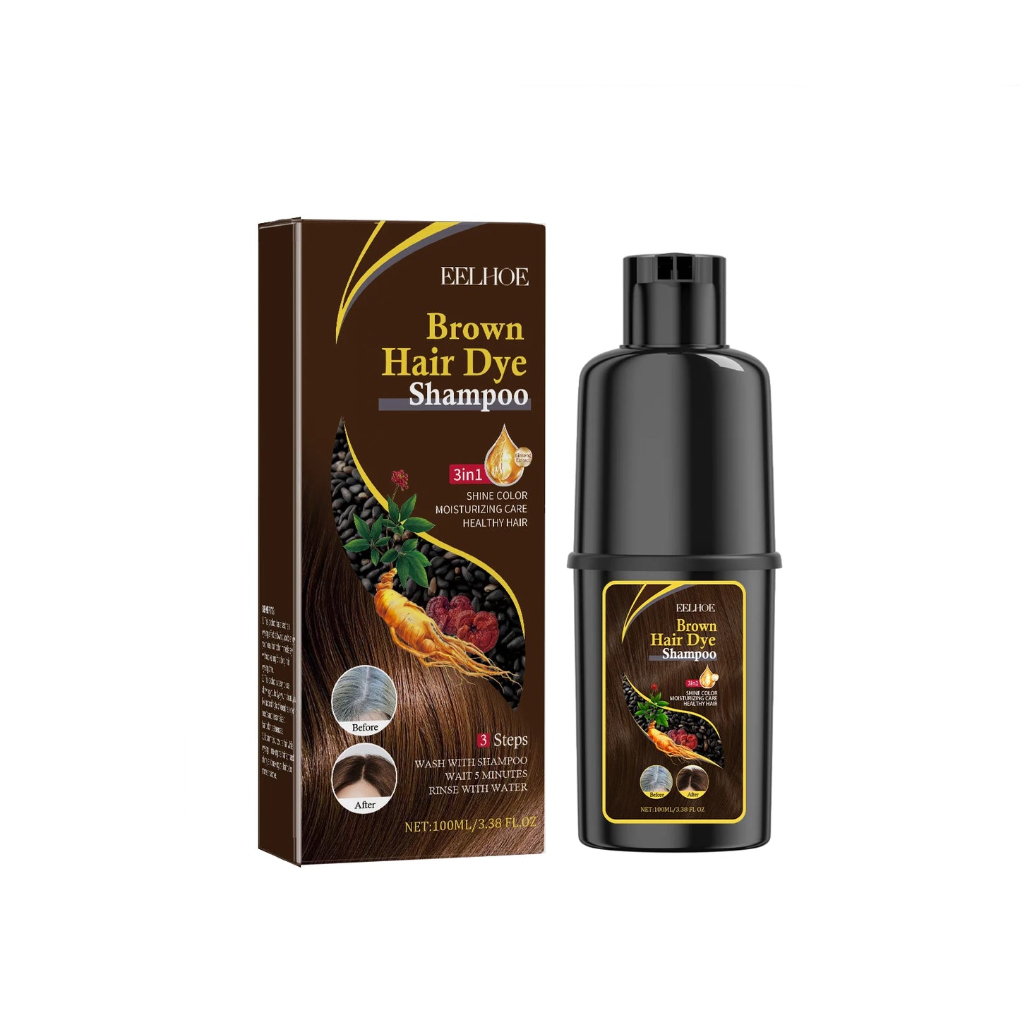 3-in-1 Hair Dye Shampoo - Nourishing Black Hair Color Repair - ZOOMNSTORE