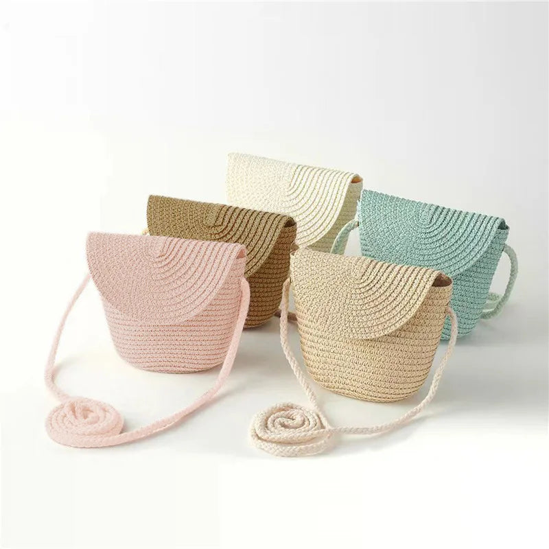 Half Moon Rattan Crossbody Bag - Handmade Woven Straw Beach Bag for Women - ZOOMNSTORE