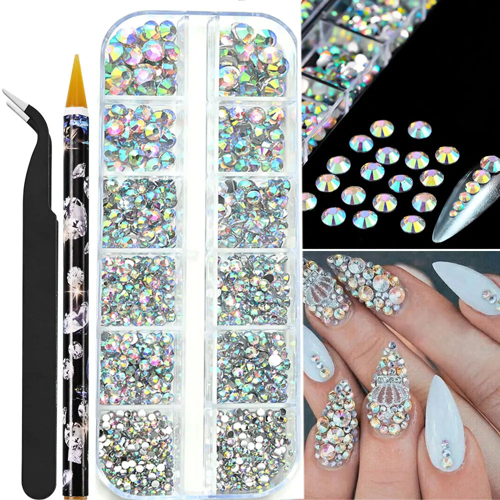 Half Round Pearl Beads - 3D Nail Charms Flatback White Pearls Various Sizes 15-5mm - ZOOMNSTORE