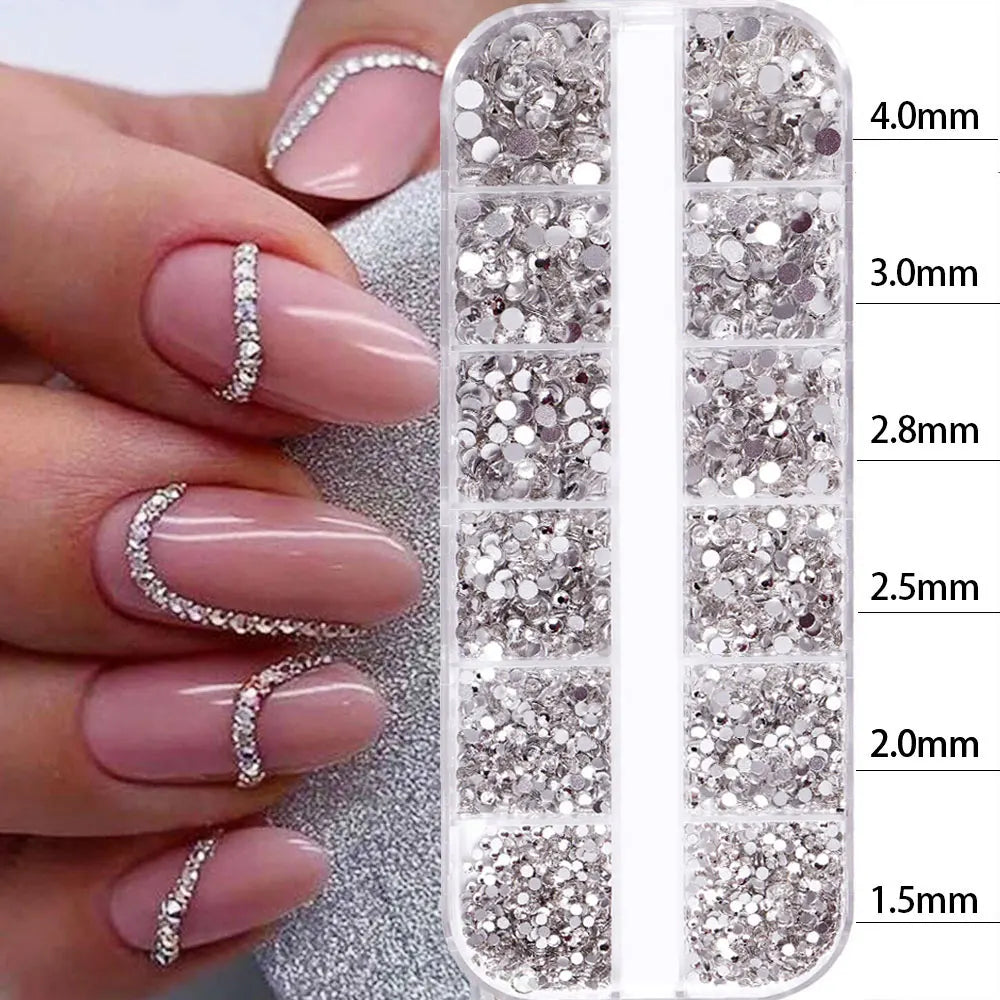 Half Round Pearl Beads - 3D Nail Charms Flatback White Pearls Various Sizes 15-5mm - ZOOMNSTORE