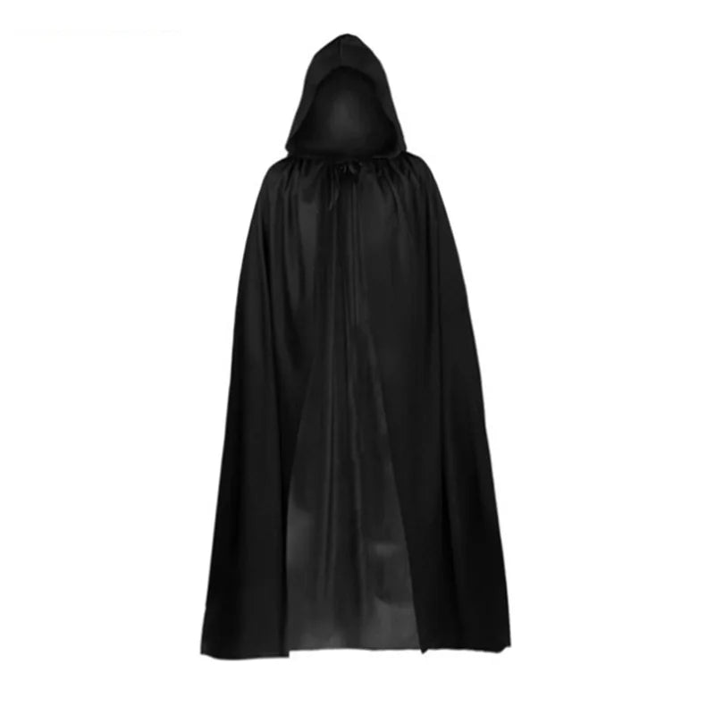 Halloween Cloak Soft Unisex Hooded Black Robe Witch Long Cape Cosplay Costume Prop Party Performance Supplies Holiday Decoration - ZOOMNSTORE