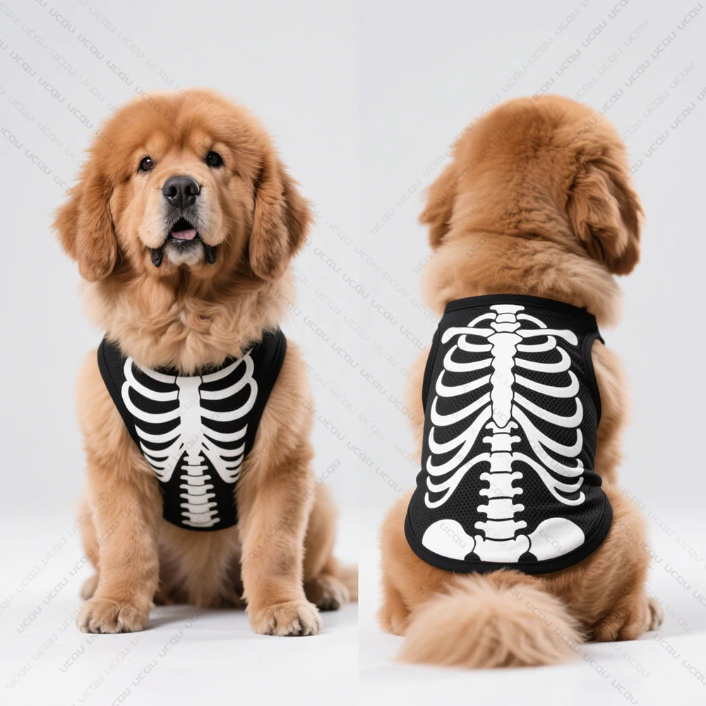 Halloween Dog Vest - Skeletal Perspective Pattern Quick Drying Breathable - ZOOMNSTORE
