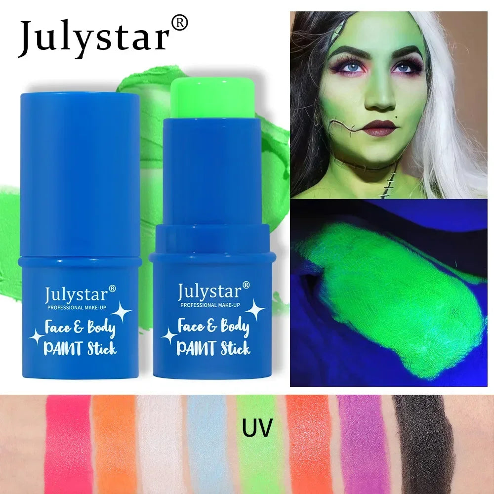 Halloween Face Body Painting Stick Cream Waterproof UV Light Neon Green Purple Pink Black White Paint Party Art Makeup - ZOOMNSTORE