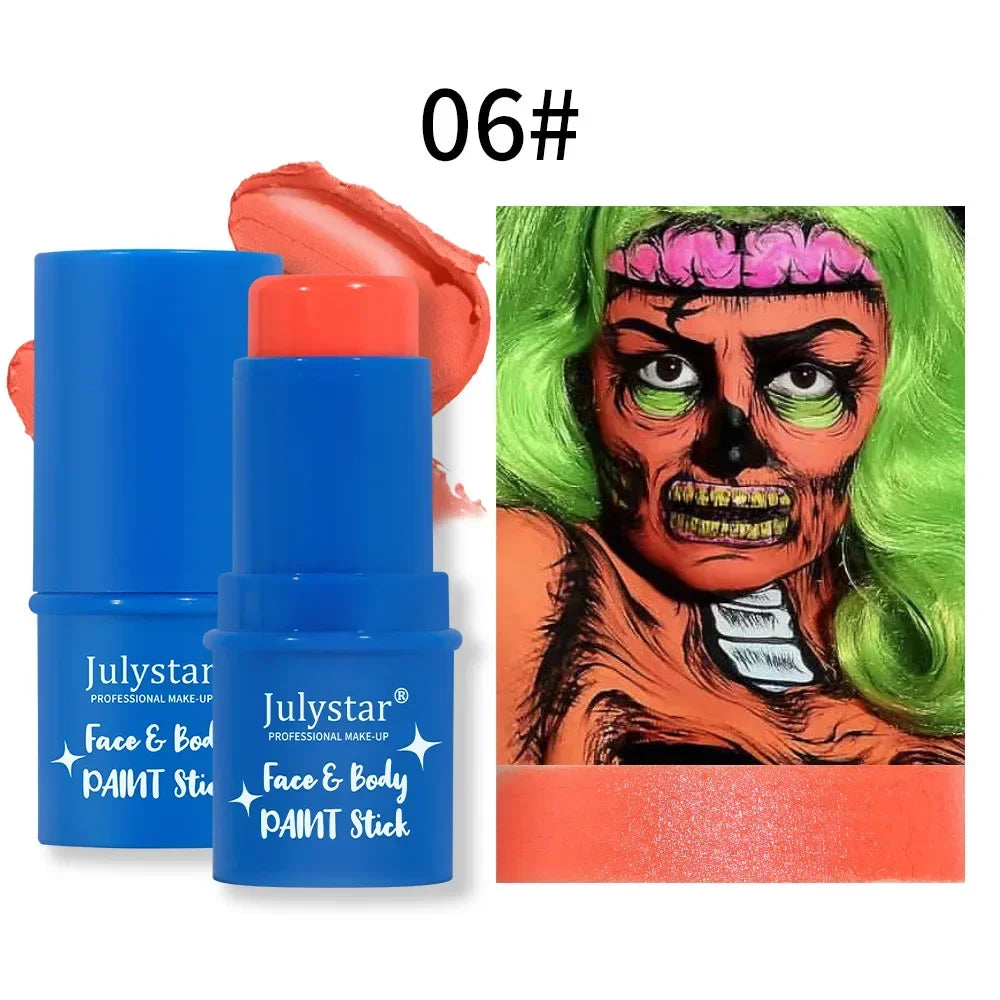 Halloween Face Body Painting Stick Cream Waterproof UV Light Neon Green Purple Pink Black White Paint Party Art Makeup - ZOOMNSTORE