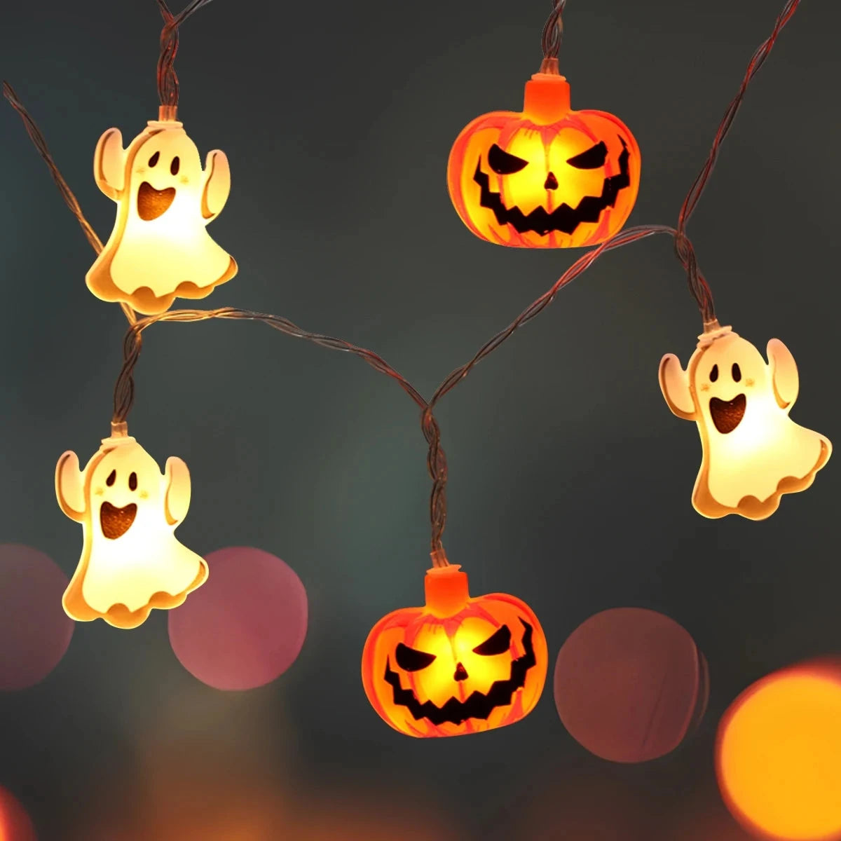 Halloween Pumpkin Ghost String Lights - Battery Powered LED Decor for Home Garden - ZOOMNSTORE