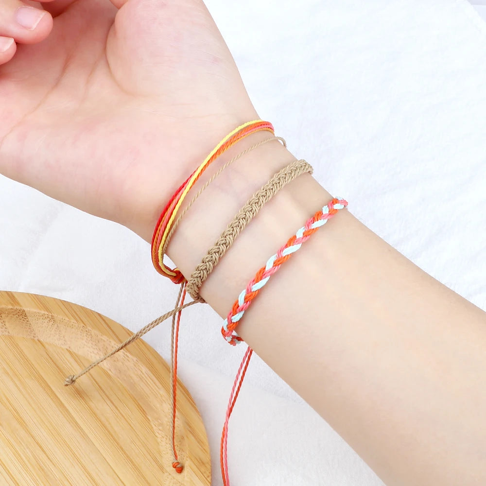 Handmade Braided Bracelets - Adjustable Waxed Thread Charm Jewelry for Men Women - ZOOMNSTORE