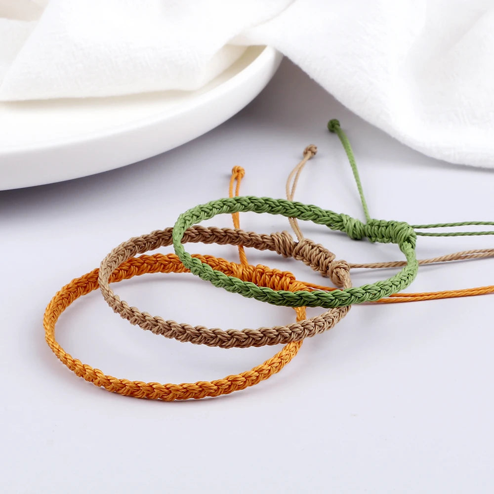 Handmade Braided Bracelets - Adjustable Waxed Thread Charm Jewelry for Men Women - ZOOMNSTORE