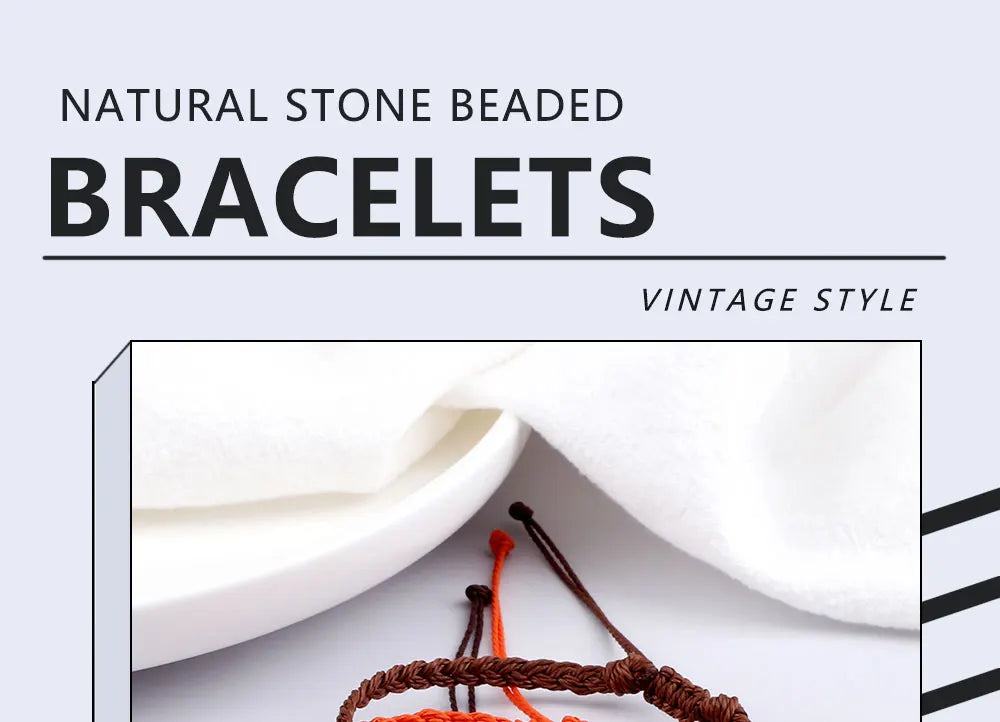 Handmade Braided Bracelets - Adjustable Waxed Thread Charm Jewelry for Men Women - ZOOMNSTORE