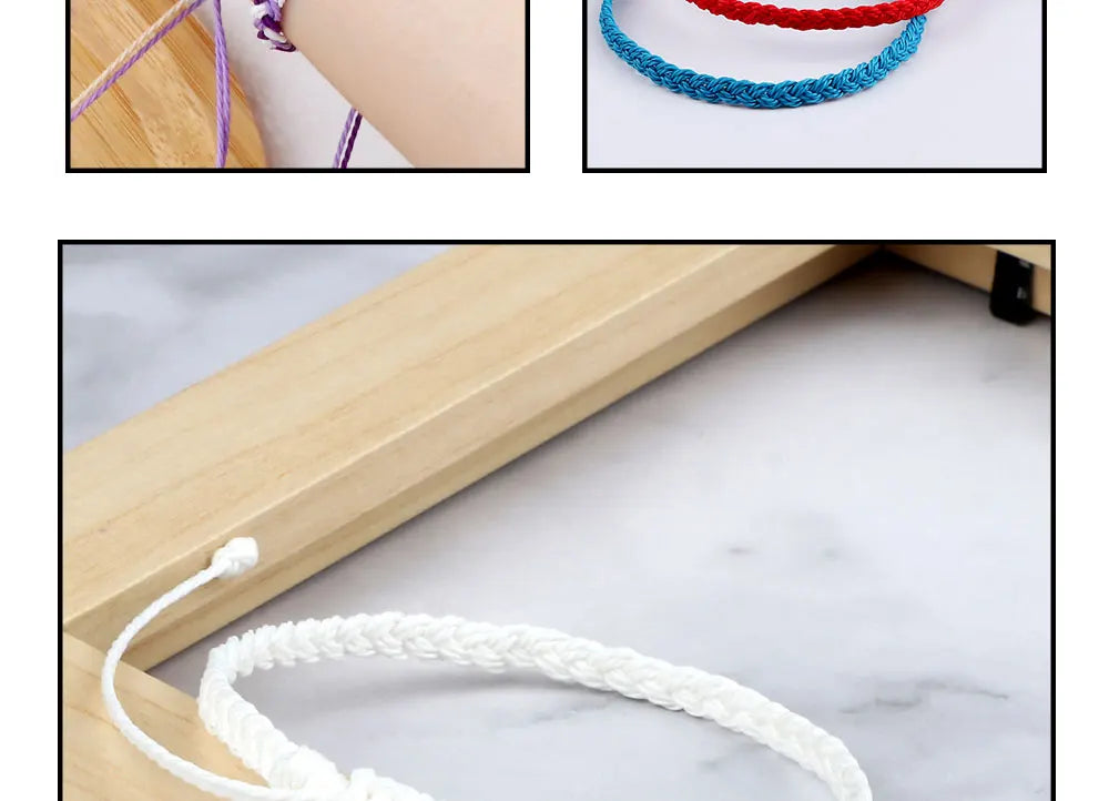Handmade Braided Bracelets - Adjustable Waxed Thread Charm Jewelry for Men Women - ZOOMNSTORE