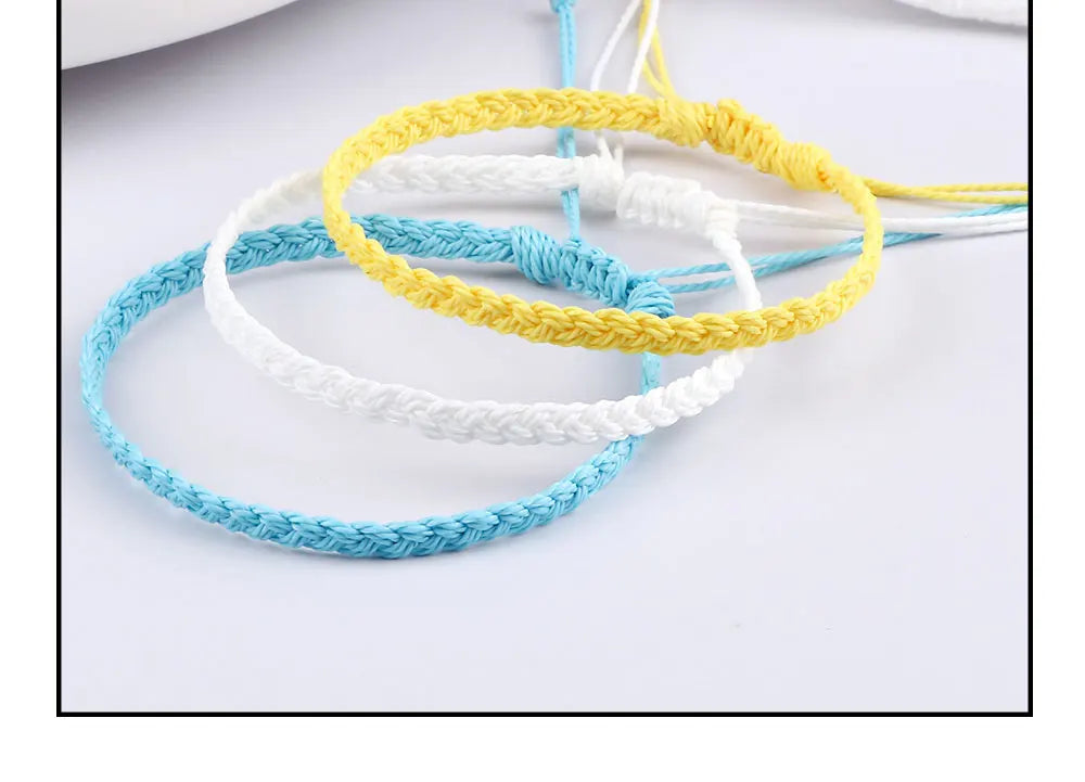 Handmade Braided Bracelets - Adjustable Waxed Thread Charm Jewelry for Men Women - ZOOMNSTORE