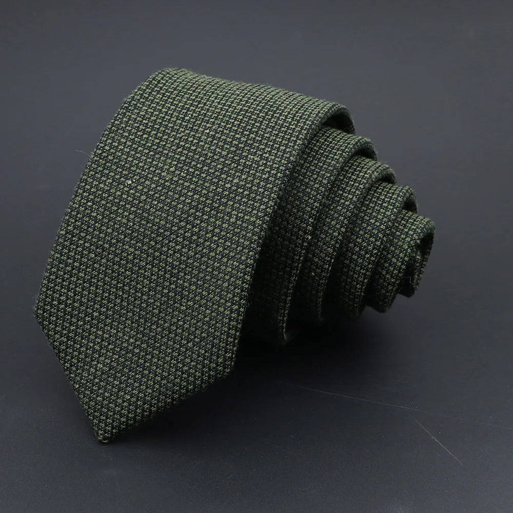 Handmade Cotton Cashmere Necktie - Striped Slim Tie for Men - ZOOMNSTORE