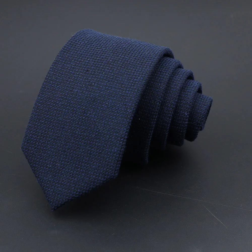 Handmade Cotton Cashmere Necktie - Striped Slim Tie for Men - ZOOMNSTORE