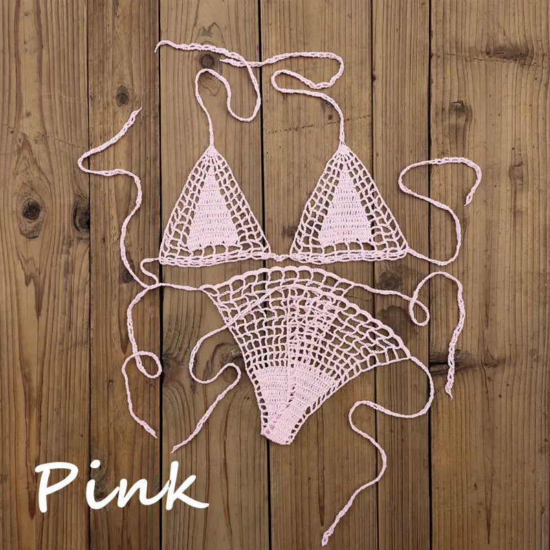 Handmade Crochet Bikini Set - Sexy Micro-Swimsuit Beach Sundress - ZOOMNSTORE