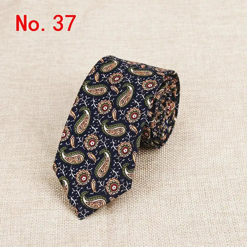 Handmade Floral Tie - Classic Mens Narrow Cotton Necktie for Weddings Casual Wear - ZOOMNSTORE