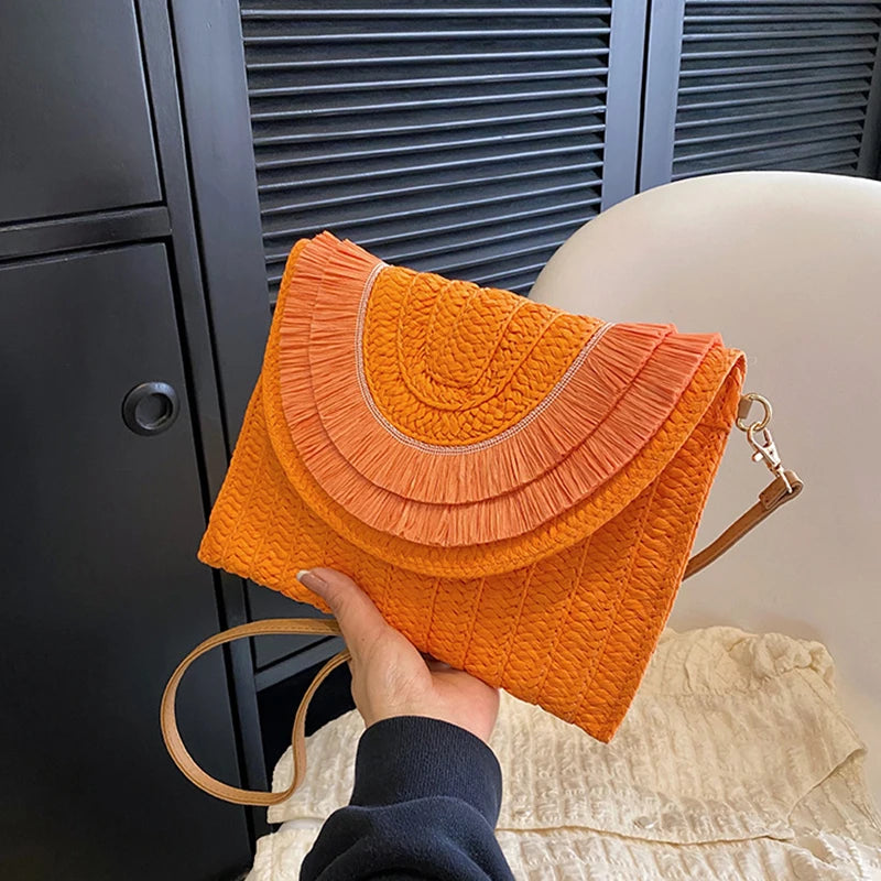Handmade Raffia Straw Bags - Summer Womens Clutch and Crossbody Purse - ZOOMNSTORE