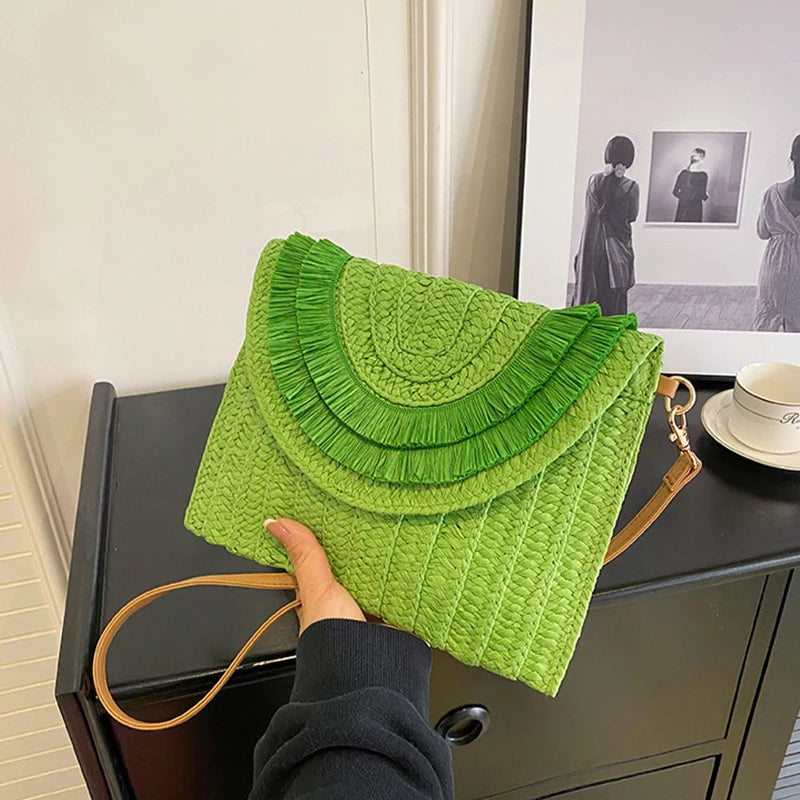 Handmade Raffia Straw Bags - Summer Womens Clutch and Crossbody Purse - ZOOMNSTORE