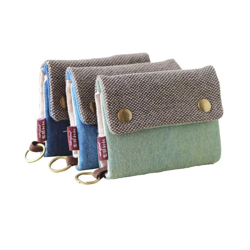 Handmade Three-Fold Fabric Wallet - Multi-Function Zipper Purse for Teens and Adults - ZOOMNSTORE